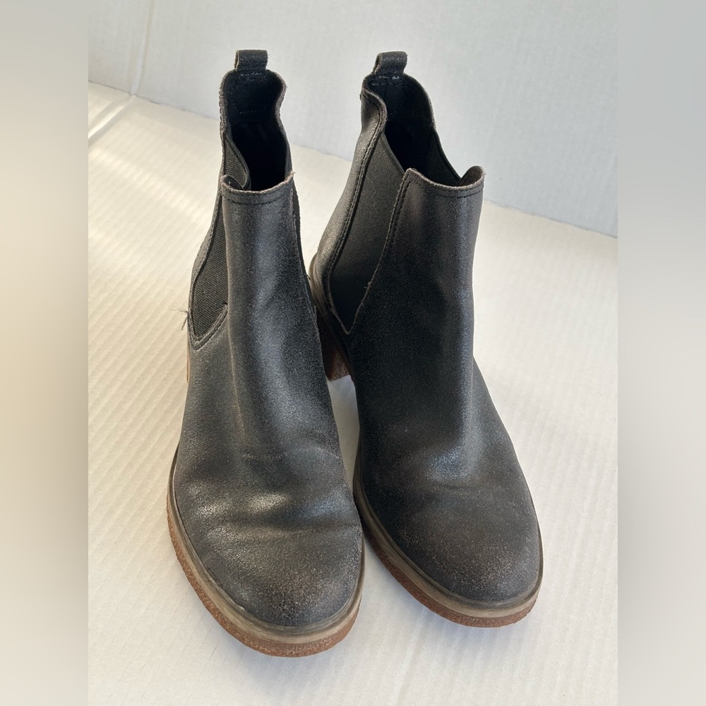 Timberland Black Leather Brinda Double Gore Chelsea Boots Ankle Size 8 Distress